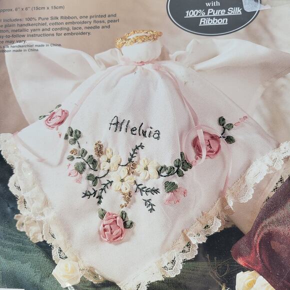 Vintage NIP Bucilla Floral Silk Ribbon "Alleluia" Angel Embroidery Kit 1995 - Picture 2 of 3